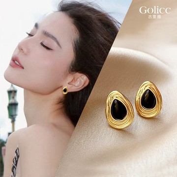 【Gulicc】古莉可 耳環  中古黑金色系輕奢耳環