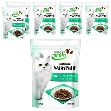 MonPetit 貓倍麗 成貓 乾飼料  450g  6包  鮪魚 + 鰹魚 + 鯛魚 + 蝦 + 蟹