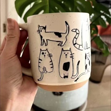 貓咪陶瓷馬克杯創意復古家用水杯子咖啡杯