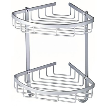 免打孔太空鋁雙層牆角置物架 尺寸約30*35cm  1個