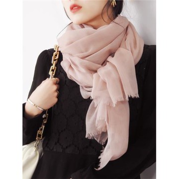豐紫隅薄如蟬翼仙氣飄飄煙粉色蓬松柔軟山羊絨圍巾女披肩秋冬