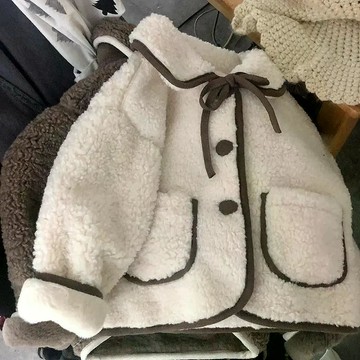 男女寶寶厚實韓版羊羔毛寶寶翻領外套冬兒童洋氣加厚棉衣 女童外套 兒童外套 秋冬保暖外套 韓版 中小童 棉服