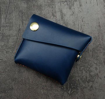掌中2.0-深藍色植鞣革方型零錢包