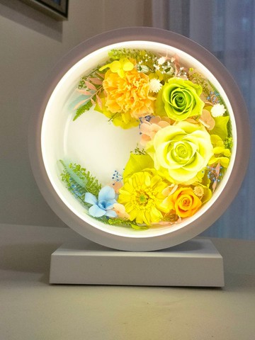 花好月圆永生花觸控調光充電檯燈