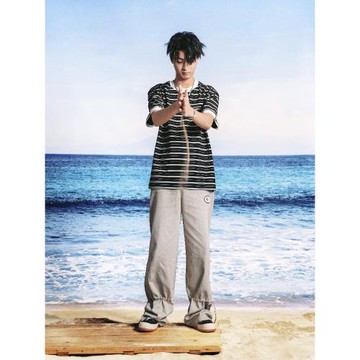 QUARTER IN NIGHT2025夏季新款條紋短袖T恤情侶