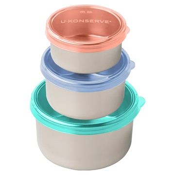 U Konserve 美國優康 不鏽鋼保鮮便當盒 通過LFGB食品安全等級認證／CPSIA檢驗 適合三人組  熱帶天空  1組