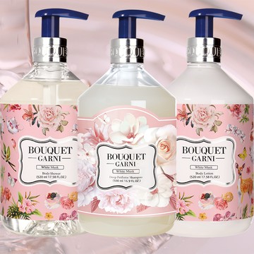 Bouquet Garni璞珈妮 香水潤膚乳液+沐浴露520ml + 香水洗髮精500ml《韓國官方旗艦店》