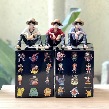 E哥❤現貨海賊王系列3色坐姿草帽路飛手辦模型動漫人物擺件抓娃娃機公仔預售