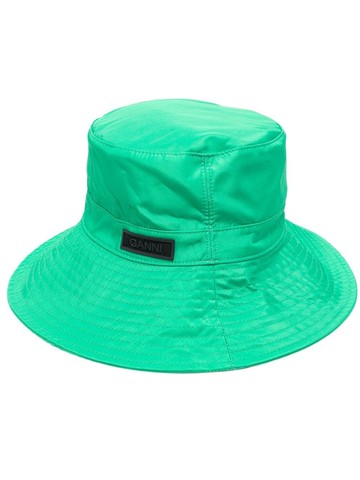 GANNI - Tech logo-patch bucket hat - women - Cotton/Cotton - XS/S - Green