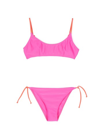 MC2 Saint Barth Kids - logo-embroidered bandeau bikini - kids - Spandex/Elastane/Polyamide - 4 - Pink