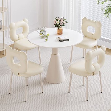 快速出貨 可開發票 輕奢洽談桌椅組合小戶型圓形巖板餐桌咖啡廳休閑小圓桌郁金香桌子