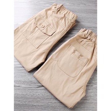兒童褲子男女童淺卡其色長褲學生校服中大童校褲春裝西褲小學生棉