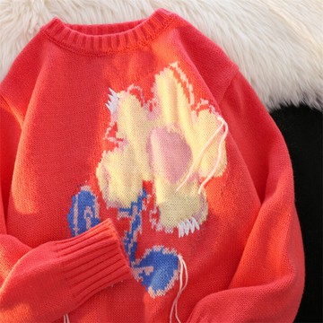 設計感ins潮牌小眾花朵衛衣女季外穿寬松網紅毛衣針織衫上衣