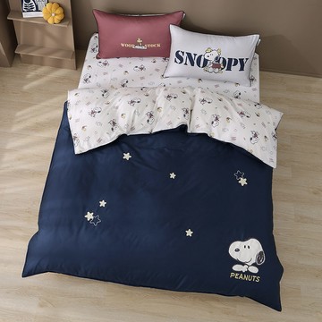 【PEANUTS™史努比聯名款】(單人/雙人/加大/特大) / 60支抗菌天絲織棉兩用被床包組  / 日嚐時光 / HOYACASA