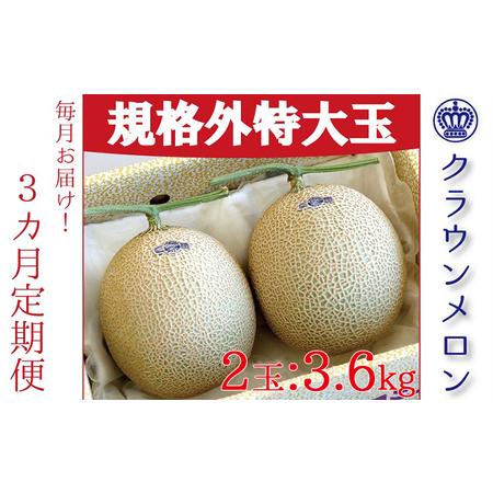 ふるさと納税  クラウンメロン 規格外 特大玉（約1.8kg） 2玉入 定期便3ヶ月 メロン 人気 厳選 ギフト 贈り物 デザート グルメ フルー.. 静岡県袋井市