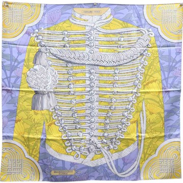 HERMES 愛馬仕 多色 絲綢 絲巾 Brandebourgs Fleuris Double Face Scarf 90 【二手名牌BRAND OFF】