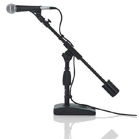 Gator Frameworks Short Weighted Base Microphone Stand with Telescopic Boom Arm and 2.5 Lbs Counter Weight; Ideal for Desktop, Recording, and Streaming