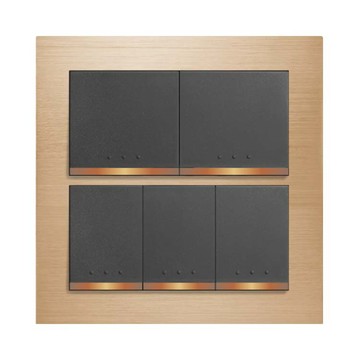 DOUBLE VICTORY 【月光摩登系列】五開關蓋板 輕觸型 鋁合金拉絲金屬面板 W導光設計