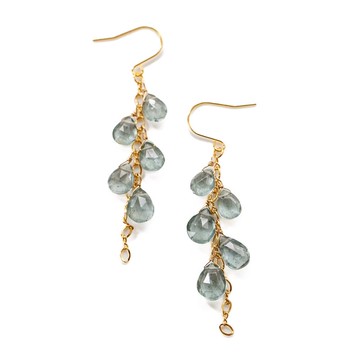 漸層藍 海藍寶石 搖曳天然石長耳環 優雅成人色彩