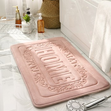 ANTIAN 記憶棉蝴蝶絨浴室吸水地墊  粉色  65 x 45cm