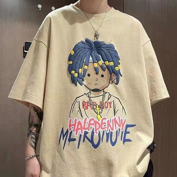 YLIE 短袖男 美式上衣 美式短袖印花T恤100%純棉 美式短袖 男T恤 男上衣 夏天短袖 半袖 男五分袖 體恤 短袖