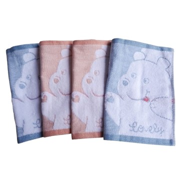 [凱美棉業] 12入組 隨機出色 無撚紗高品質小方巾/手帕/擦手巾/擦汗巾/口水巾 熊熊打招呼款