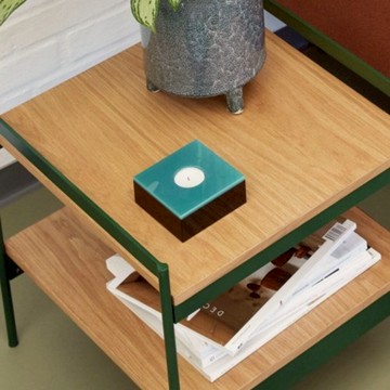 【Hübsch】大自然色系跳色方塊玻璃燭台 擺飾