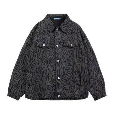 𝒚𝒐𝒖𝒓® 𝒔𝒕𝒖𝒅𝒊𝒐| M-5XL 黑色 斑馬紋 工裝 夾克男 寬鬆 痞帥 牛仔外套 秋冬 長袖 厚實 2023