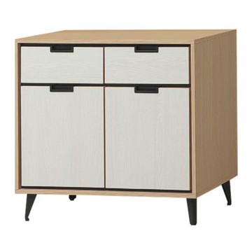 文創集 摩卡西雙色2.8尺二門二抽低餐櫃-83x40x75-cm免組