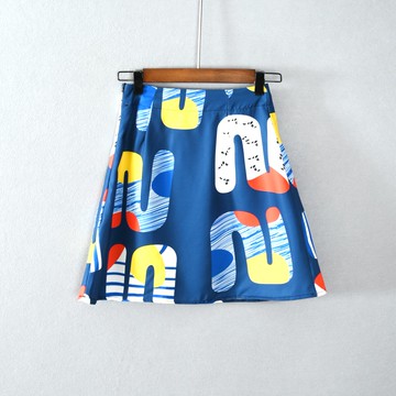 女裝高腰百搭A字裙短裙花色印花半身裙子拉鏈顯瘦