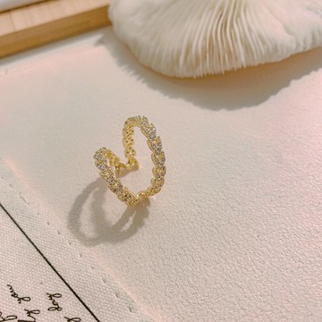 真金電鍍滿鉆麥穗耳骨夾網紅同款無耳洞一體式耳環女簡約耳夾耳飾