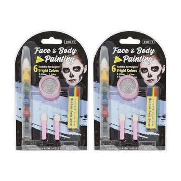 Lucky Art 蠟藝 彩虹條亮粉多節6色人體彩繪組合包 含彩虹條+金蔥粉+棉棒  60g  6色