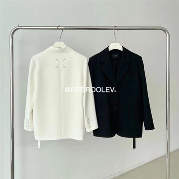 FST 春季新款后背刺繡韓版休身顯瘦氣質百搭白色原創西裝外套女潮