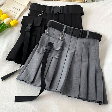 高腰工裝短裙女春裝新款設計感復古港味小個子半身裙ins潮