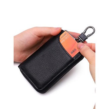 沐霖鑰匙包男士真皮大容量腰掛拉鏈式卡包多功能汽車家用鎖匙包女