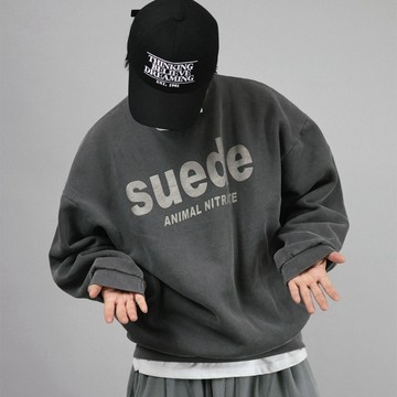 suede 印花水洗棉內刷毛大學T 2色 YUPPIE 預購商品 0202