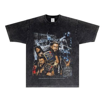 格斗摔跤手羅曼雷恩斯Roman Reigns印花短袖美式復古寬松純棉T恤