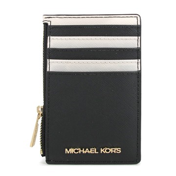 MICHAEL KORS JET SET TRAVEL 金字LOGO黑白雙色防刮雙色多層卡片包