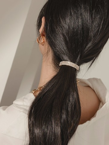 時髦鑲嵌細鑽半圓金屬髮夾