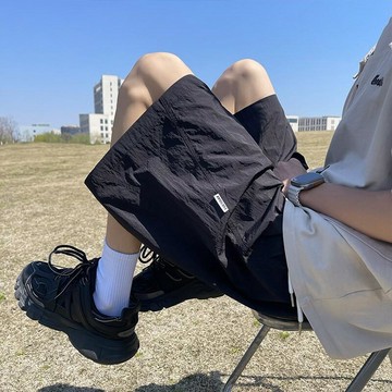 台灣现貨 街頭風短褲 港風ins短褲 多巴胺速幹短褲 男夏裝短褲 加肥加大短褲 潮胖人短褲 寬鬆休閒5分沙灘褲 顯瘦短褲
