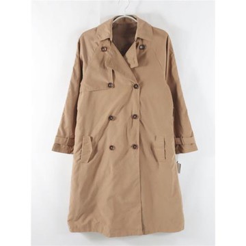 日單新款通勤百搭西裝領雙排扣直筒顯瘦女純色長袖中長款風衣外套