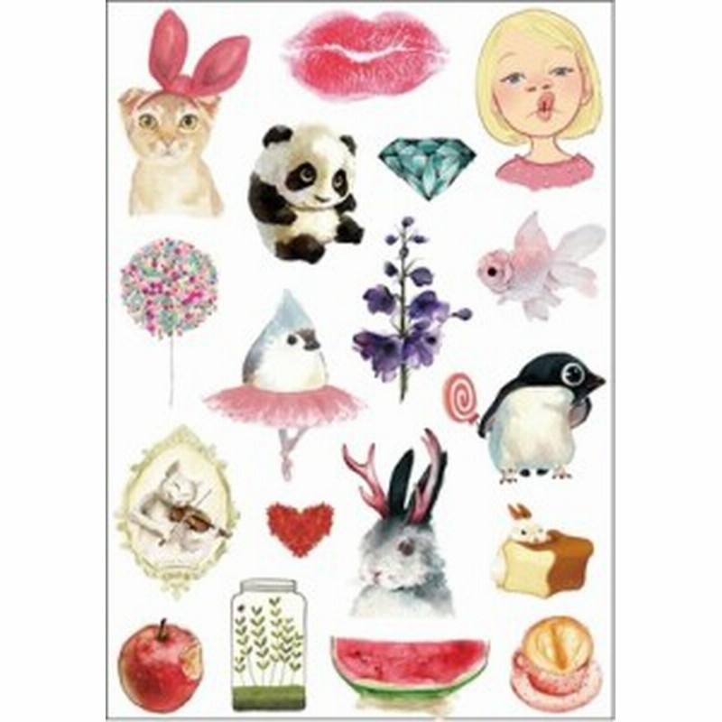 ステッカー 水彩画風 イラスト 防水 2枚セット 通販 Lineポイント最大1 0 Get Lineショッピング