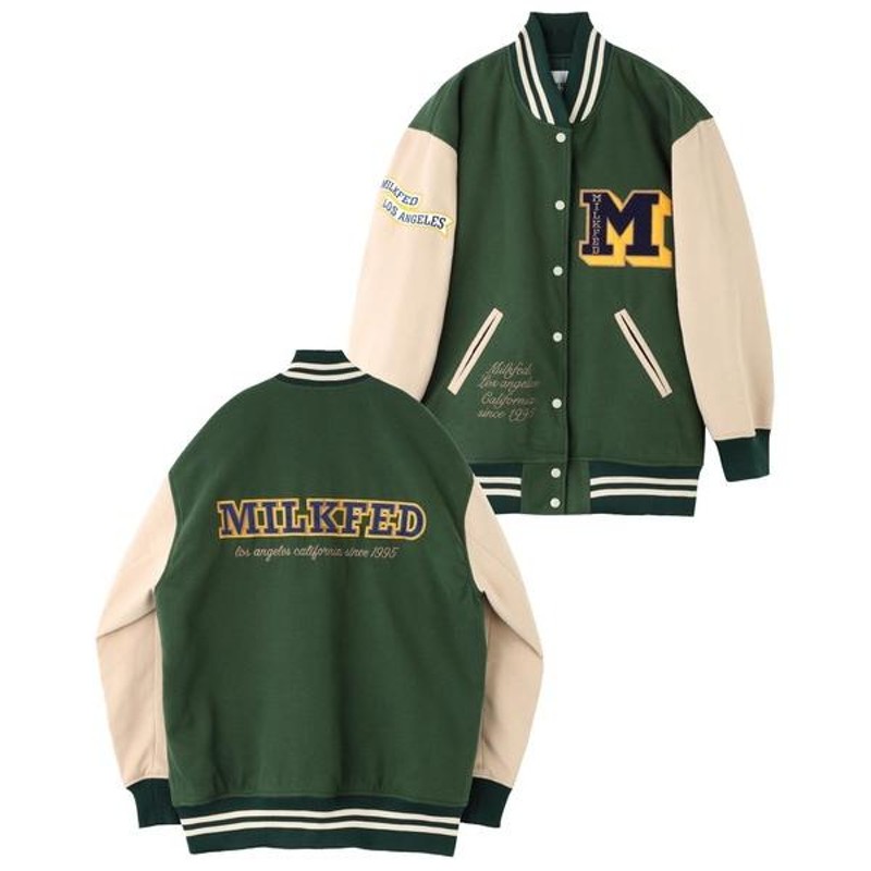 MILKFED 可愛いロゴ入りネイビー スタジャン M 新品大きめサイズ MILKFED 可愛いロゴ入りネイビー スタジャン M 新品大きめサイズ