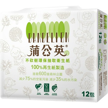 蒲公英 環保抽取衛生紙(100抽x12包/串) [大買家]