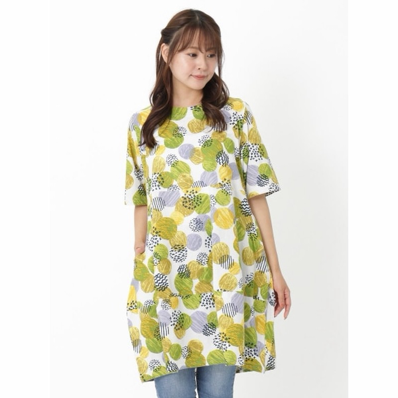 大きいサイズ 3 10l 日本製 変形ドット天竺プリントチュニック 大きいサイズ レディース 大きいサイズ トップス チュニック レディース 通販 Lineポイント最大get Lineショッピング
