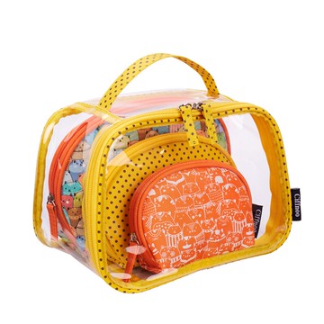 便攜式多功能卡通兒童透明pvc防水旅行子母洗漱包沙灘化妝收納袋