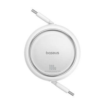 【BASEUS 倍思】明鏡 Mini 系列 C to C 100W 伸縮充電傳輸線 1M 皓月白【三井3C】