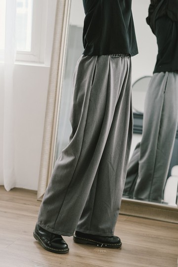 簽字筆慵懶落地西裝休閒褲 中性正裝長褲 - 2色 - 深灰筆