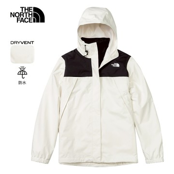 The North Face北面女款ANTORA米白色防水透氣連帽抓絨內裡三合一外套｜7QW6ROU
