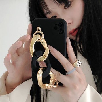 酷黑電鍍金手鏈三星s24手機殼S23Ultra保護套s9+創意note10pro個性創意note20ultra軟殼s22全包s20網紅s21+女